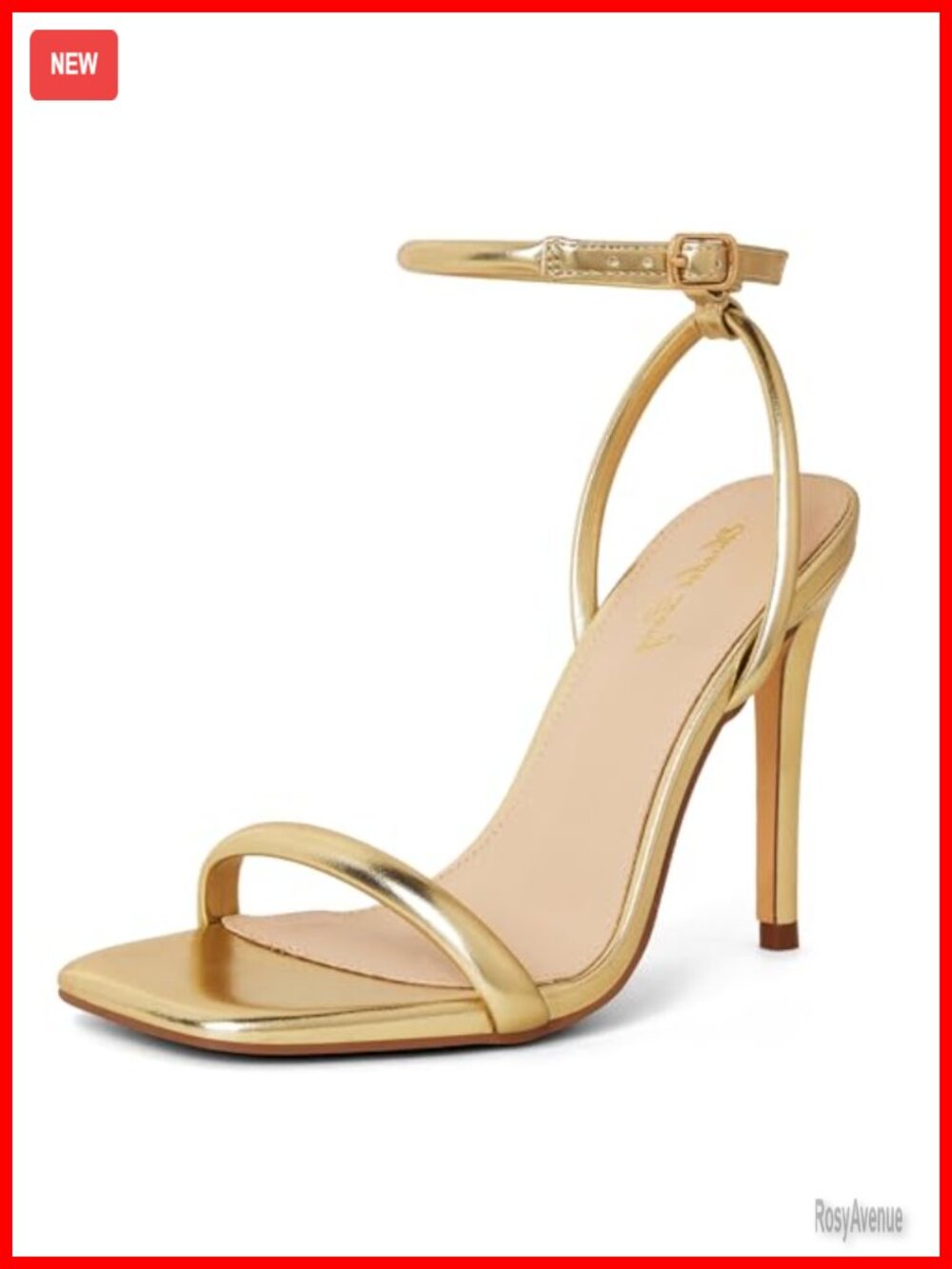 Women's Stiletto Heeled Sandals Square Open Toe Ankle Strap Buckle Party